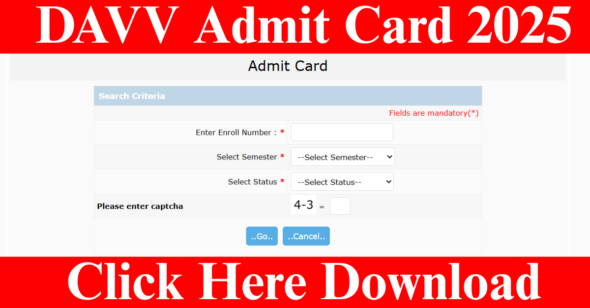 DAVV Admit Card 2025