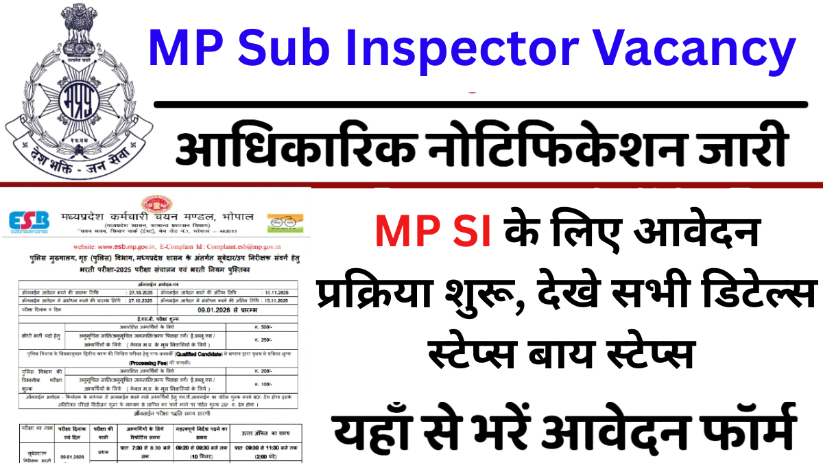 MP Sub Inspector Vacancy